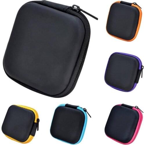Square Mini Universal Zipper Earphone Cable Data Cord Storage Bag Case Pouch Earphone Accessories