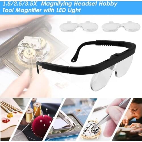 KKmoon 1.5/2.5/3.5X Magnifier Magnifying Glasses Magnifying Headset Head Mounted Jewelry Loupe Magnifier with Multiple Lens
