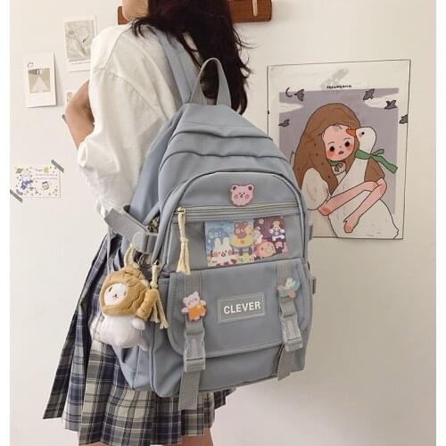 Cute Ins Womens Backpack Harajuku Kawaii School Backpacks for Teens Korean Female Large Capacity Waterproof Travel Bags Ladies