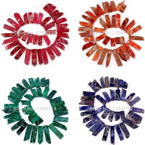 Sea Sediment Imperial Jaspe r Red/Blue/Green/Orange Bar Loose Beads Tower Strand Approx 16 Inches