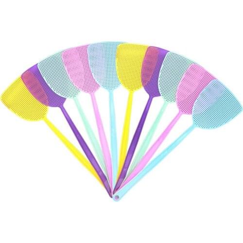 Fly Swatter 10 Pack Plastic Long Handle Fly Swat Manual Swat Pest Control for Flies and Mosquito Multi-Color Random