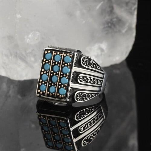 Turquoise Gemstone 925 Sterling 925 K Silver Men 'S Ring