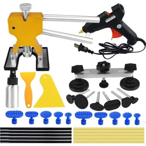 AUTO BODY PAINTLESS DENT REMOVAL TOOLS KIT GLUE GUN DENT LIFTER BRIDGE PULLER SET FOR CAR HAIL DAMAGE AND DOOR DINGS REPAIR