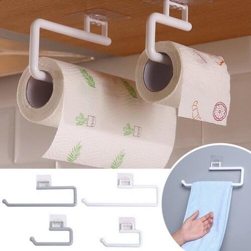 Wall Mount Paper Roll Holder Towel Hanger Rack Bar Cabinet Rag Hanging Holder Shelf Toilet Paper Racks For Kitchen Bathroom