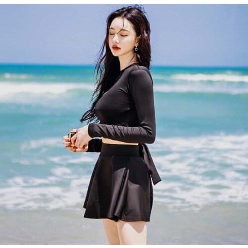 New Women Sexy Swimsuit Two Pieces Long Sleeves Sunscreen Beach Clothes Swimsuit Female Bathing Suit Beach Swimwear