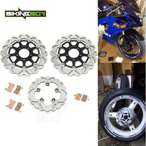 BIKINGBOY For Suzuki GSX-R 1000 2004 GSXR 600 750 K4 K5 04 05 Front Rear Brake Discs Disks Rotors + Pads 300mm 220mm Full Set