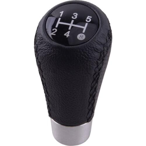 5 Speed 8mm & 10mm & 12mm Manual Gear Shift Stick Knob Shifter Lever Head Leather for Universal Cars