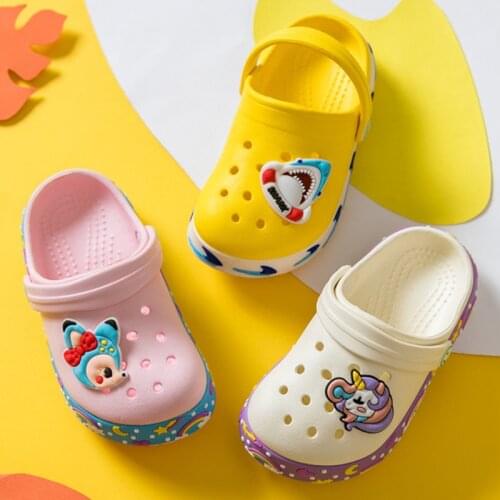 Children Shoes Summer Kids Girls Boys Sandals Slippers Soft Sole EVA Lightness Cartoon Animals Indoor Home Toddler Baby Slides