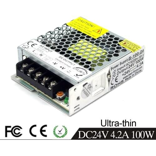 Single Output Ultra-thin Switching Power Supply DC24V 4.2A 100W Transformer 110V 220V AC To DC 24 V SMPS for Led Strip Lighting