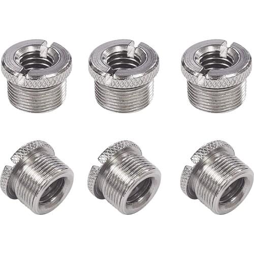 6pcs 5/8" Male to 3/8" Female Mic Converter Threaded Screw Adapter with knurls for Microphone Stands Mounts Boom Arms