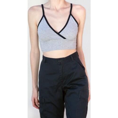 Women Contrast Trims Wrap Camis Top Crop Top