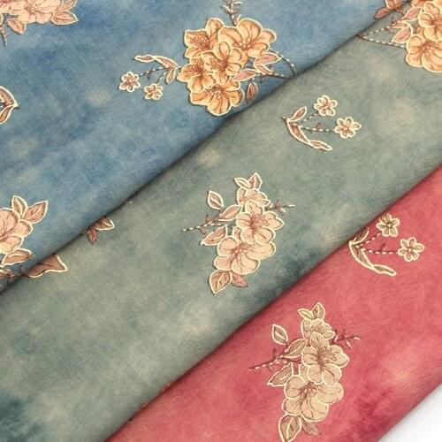 1 Meter Flower Branches Gold Herringbone Pattern Simulation Silk Width 150cm Home Handmade Fabric Diy