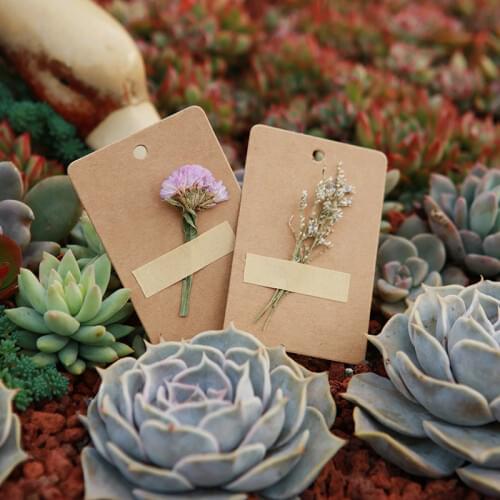 5pcs creative real dried kraft paper handmade wishing card small fresh gift message card tag