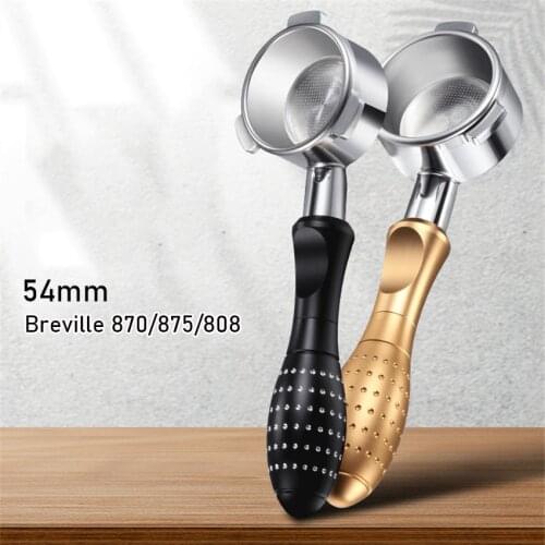 54MM Portafilter For Breville 870/875/808 Coffee Bottomless Portafilter Stainless Steel wooden handle Filter Coffee Accessories