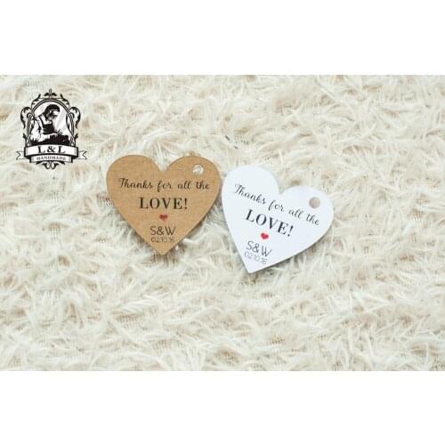 #6 200 pcs 5x4.637cm kraft/white paper label wedding favor tags Heart shape label wedding favor tags Label customization