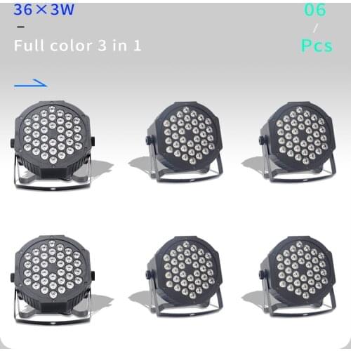 6pcs/lots LED Par light 36x3W 36w RGB Par Light With 3/6 Channels DMX512 Master Slave 36*3w Led Flat DJ Equipments Controller