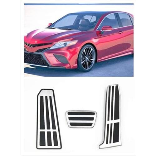 For Toyota Camry Accessories 2019 2020 Aluminum Non-Slip Metal Foot Car Gas Pedal Cover Automatic Transmission Set Kit 3pcs