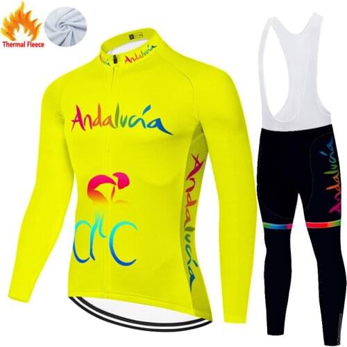 Andalucia Winter Thermal Fleece Vélo Tricota Hombre Cycling Clothing Jersey Conjunto Ciclismo Masculino Equipamento De Ciclismo