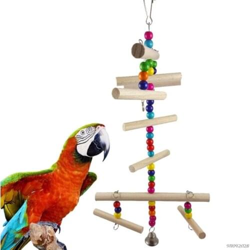 Free Shipping Bird Hanging Bite Gift Wooden Climbing Parrot Cage Chew Toy Playing Perch Swing Bird Perch ju18 21 wholesales