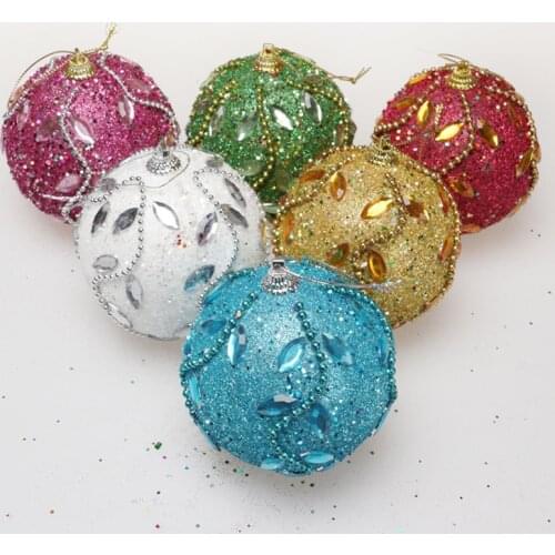 7/8cm Merry Christmas Rhinestone Glitter Balls Decoration for Home Xmas Tree Hanging Foam Balls Ornaments