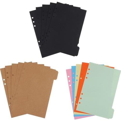 5 Piece A5 Size Kraft Tabbed Paper Planner Notebook Scrapbook Album Divider Index Page for Filing Organizer Craft Paper Stamping