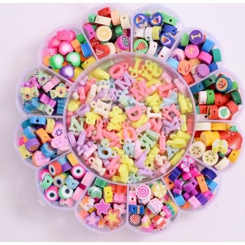 Mixed Heart/Letter Shape Polymer Clay Beads 520Pcs Loose Spacer Beads DIY Necklace Bracelet Earring Jewelry Findings Making