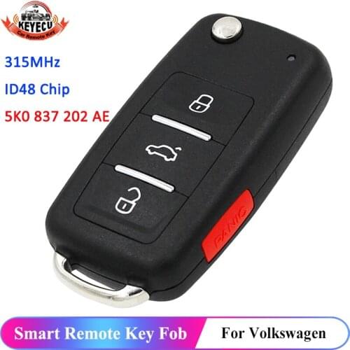KEYECU Remote Car Key Fob 4 Button 315MHz ID48 Chip for Volkswagen Beetle Jetta Eos Golf Tiguan GTI 2011 2012 2013 5K0837202AE
