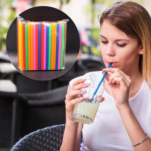 Color Disposable Flat Mouth Thick Straws 11 X 210 MM Straight Tube 100 Packs Wedding Birthday Party Bar Drink Accessories