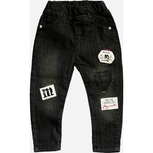 2019 Kids boys new fashion denim Pants children spring causal patchwork letters print Jeans pants 3-8 years