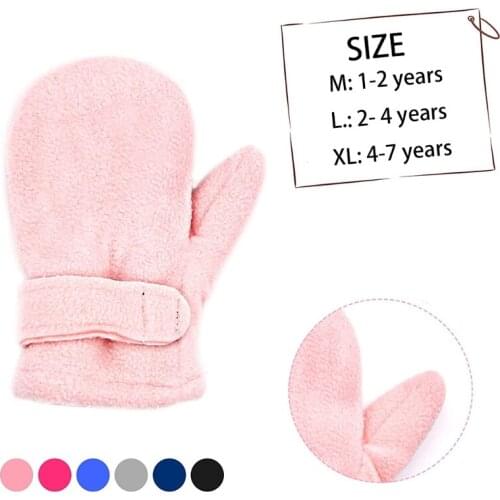 Toddler Infant Winter Mittens Lined with Fleece Easy-on Boy Girls Warm Thick Gloves Outdoor