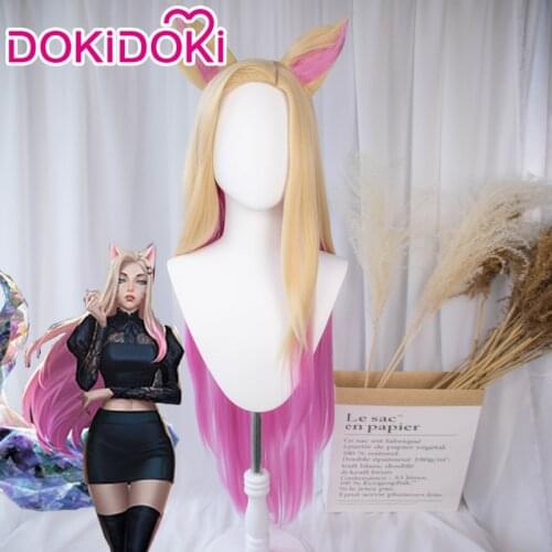 DokiDoki Game League of Legends Cosplay KDA Ahri Cosplay Costume LOL Women League of Legends K/DA Ahri Costume Wig Halloween