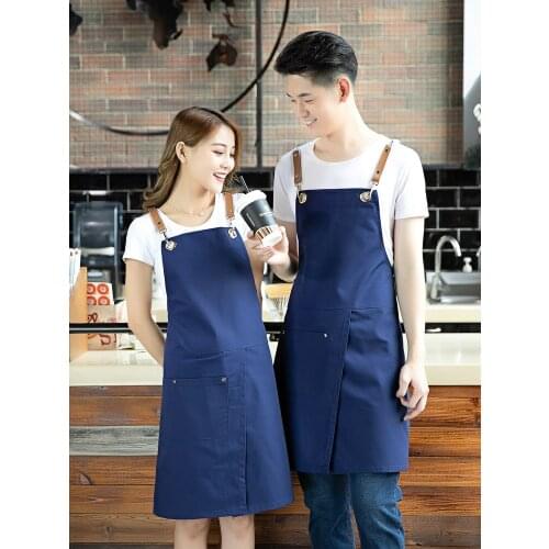 Apron custom logo printing household kitchen cotton waterproof and oil-proof custom-made restaurant work clothes female