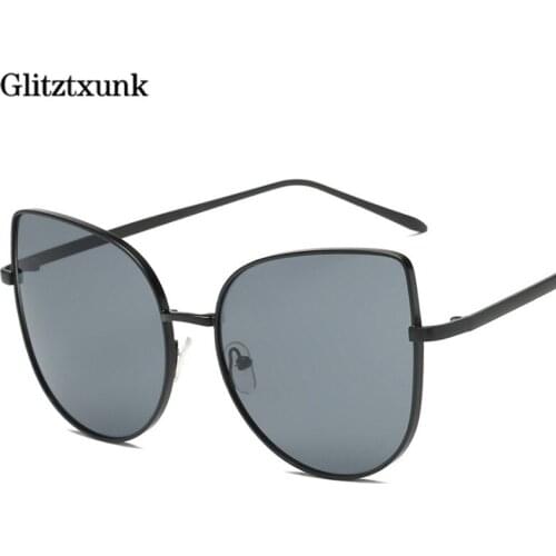 Glitztxunk Fashion Brand Sunglasses For Women Glasses Cat Eye Sun Glasses Male Mirror Men Glasses Female Vintage Gold Glasses