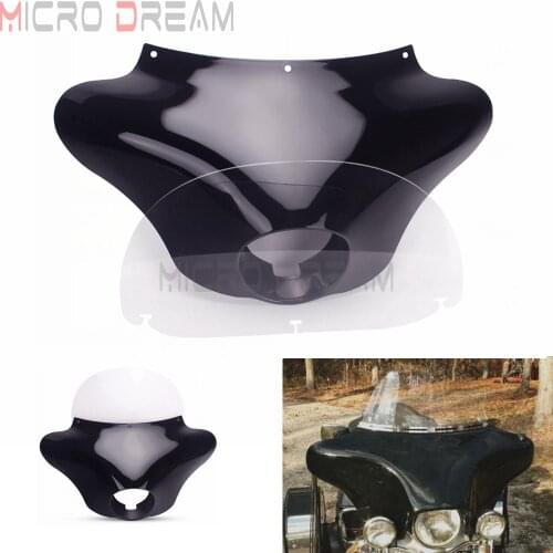 Gloss Black Headlight Fairing for Harley Custom Sportster Dyna Street 750 Front Outer Batwing Fairing 10" Windshield Wind Screen