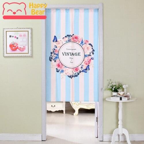 Happy Bear Home Decorative Door Curtain Parlour Bedroom Cloth Door Curtains Kitchen Bathroom Windproof Biparting Open Curtain