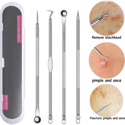 Stainless Steel Comedone Acne Blackhead Remover Needles Extractor Pimple Blemish Skin Face Care Tools Pore Cleaner Acne Tweezers