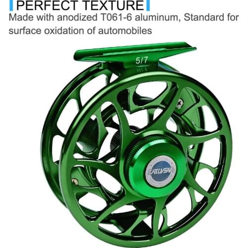 CNC Machine Cut Large Arbor Die Casting Aluminum Fly Reel3+1 BB Fly Fishing Wheel Green Color Fly Fishing Reel
