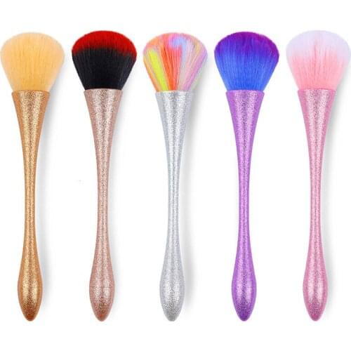1pcs Nail Dust Brush Frosted Handle Blush Makeup Brush Powder Removal Acrylic Uv Gel Manicure Soft Hair Care Nail Cleaning Tools