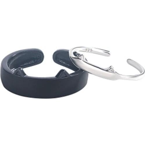 Ckysee S925 Sterling Silver Couple Ring Female A Pair Of Japanese And Korean Personality Open Rings Lettering Gift