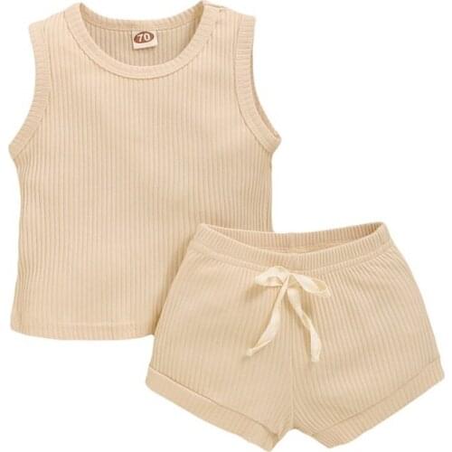 New 2pcs Baby Clothing Newborn Kids Baby Boy Girl Clothes Summer Cotton Tops+Shorts Pants Solid Short Sleeve Outfits Set111