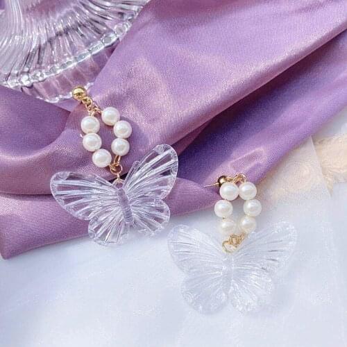Korea jewelry East Gate acrylic transparent butterfly new temperament silver needle Sen series fresh girl Earrings