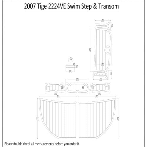 2007 Tige 22/24VE Swim Step & TransomPad Boat EVA Teak Decking 1/4" 6mm