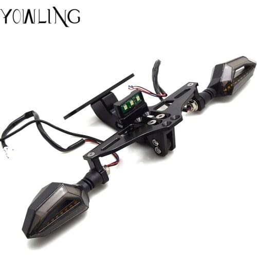 Motorcycle Adjustable Angle CNC License Number Plate Frame Led Indicator Light Holder Bracket FOR honda pcx 125 msx125 hornet