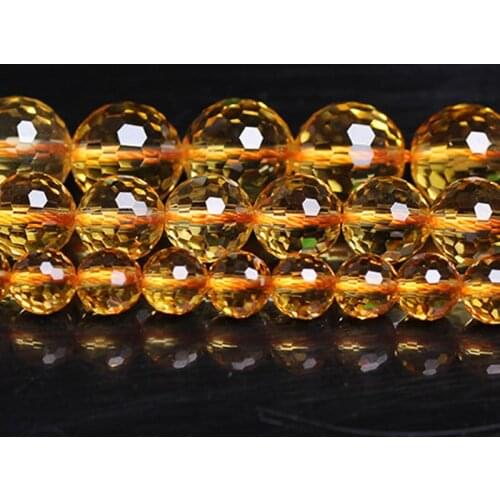 8-12mm Round Faceted Yellow Citrines Quartzs Beads Gem Stone DIY Loose Beads For Jewelry Making Beads Bracelets 15'' Accessories