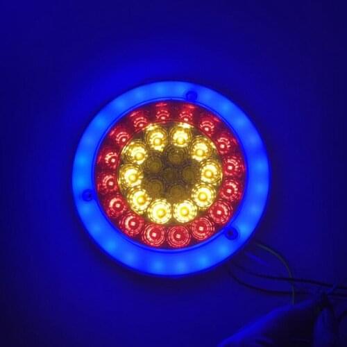 Round Red/Amber 56Led Brake Stop Turn Signal Tail Lights for Truck Trailer 24V