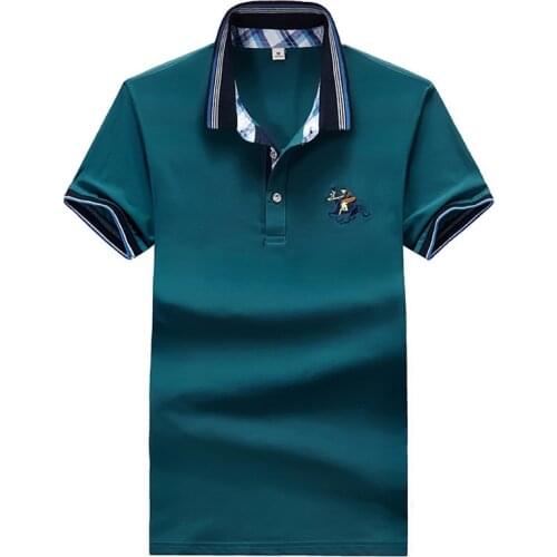 Summer Cotton Men Polo Shirt Streetwear Harajuku Anime Short-sleeved Embroidery Horse Polo Shirt Casual Breathable Chemise Homme