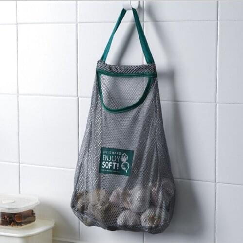 Reusable Kitchen Fruit Vegetable Garlic Onion Hanging Storage Breathable Mesh Bags Kitchen Organizer Kitchen Appliances
