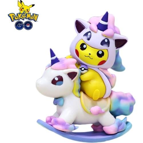Cartoon Pokemon 12cm GK Anime Pikachu Unicorn Trojan Horse Rockable Figure PVC Action Figure Model Collect Toys and Gifts