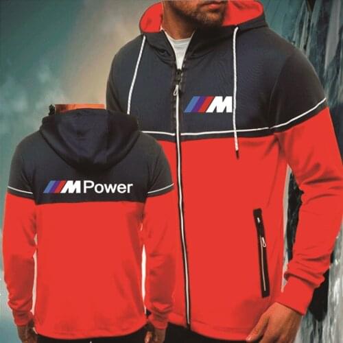 Fashion Casual trend Bmw M car logo Printing Mens Zip Jacket Power Spring Autumn Splicing Cotton Mens Jacket