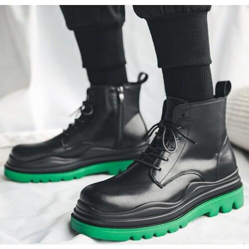Luxury Shoes Men Platform Boots High Quality Cow Split Leather Booties Retro Fashion Black Winter Boots for Man Botas Masculina